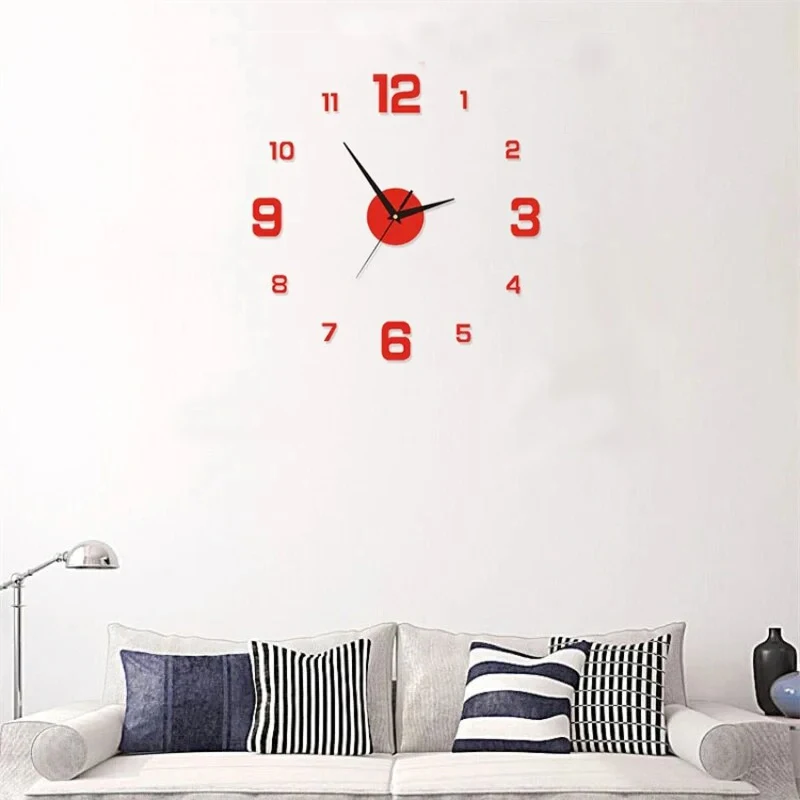 Description Picture 4 of itemModern Design Wall Clock 2D DIY Quartz Clock Fashion Watch Acrylic Mirror Stickers Living Room Home Decoration Wall Decor