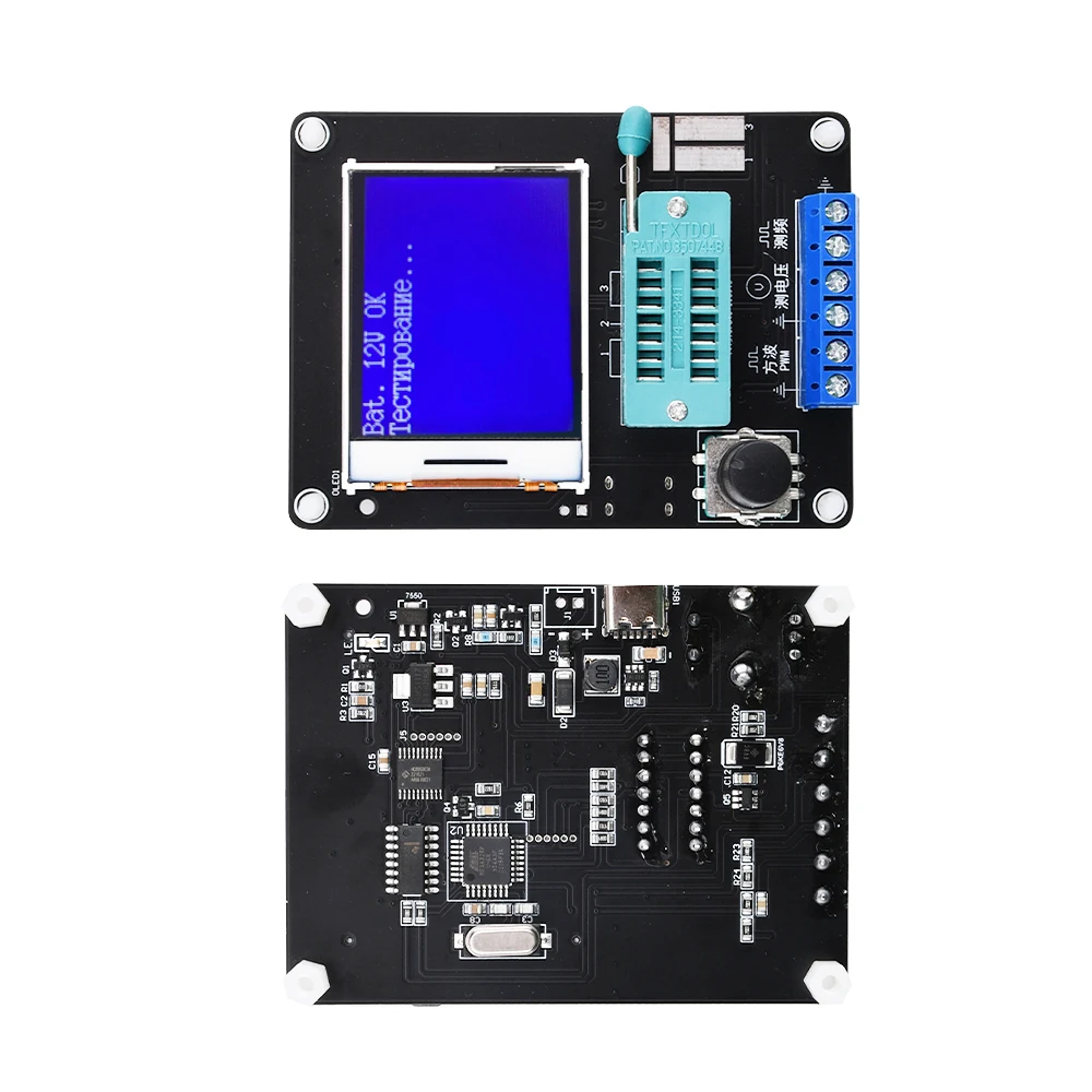 Nova Versão GM328A Transistor Tester Diodo Capacitância ESR Tensão Freqüência Medidor PWM Square Wave Signal Generator Solda