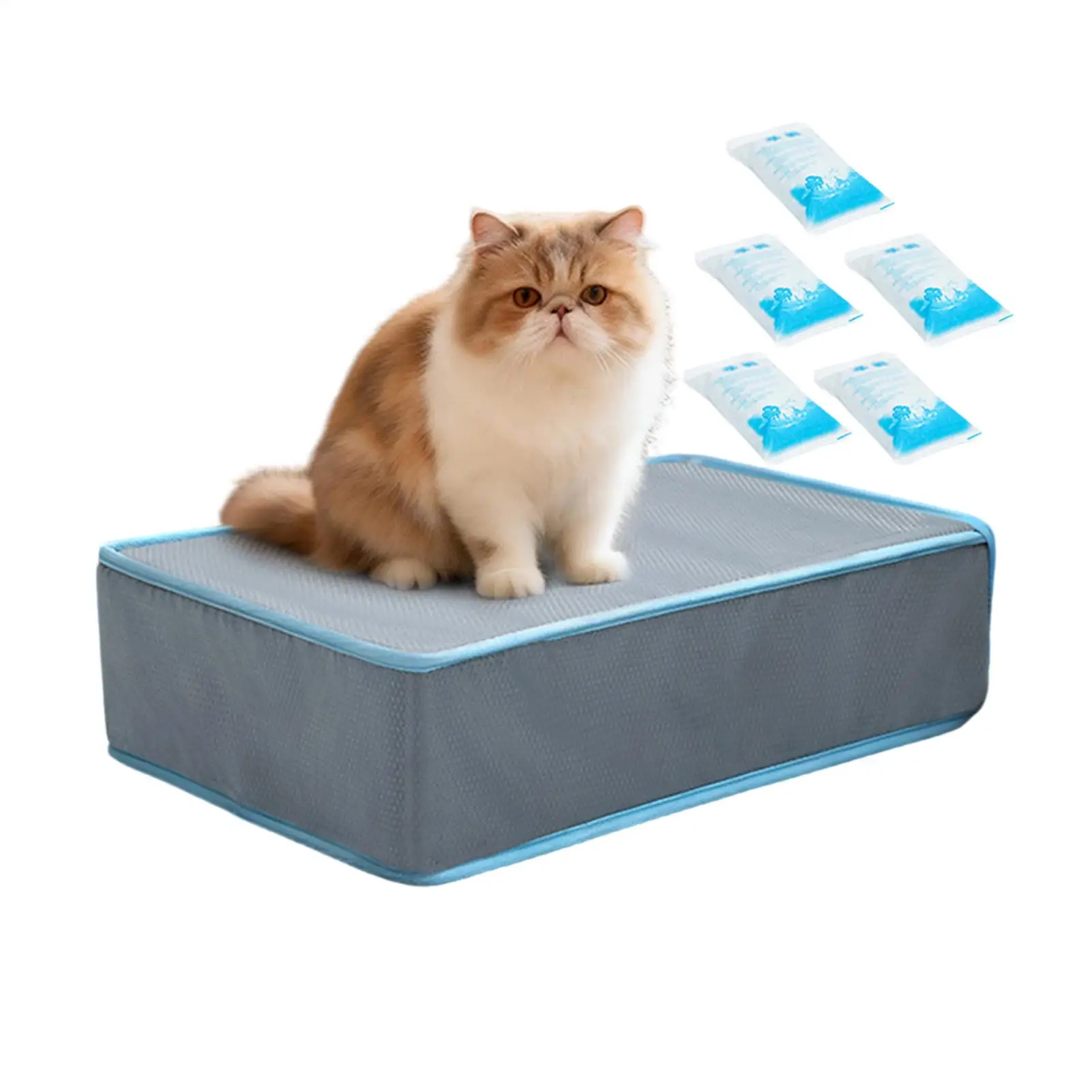 Tapete Refrescante para Cães 51,5x38x14cm Lavável com 5 Bolsas de Gelo, Ideal para Cães e Gatos, Perfeito para Uso Interno e Externo no Verão e Viagens._voghion.com