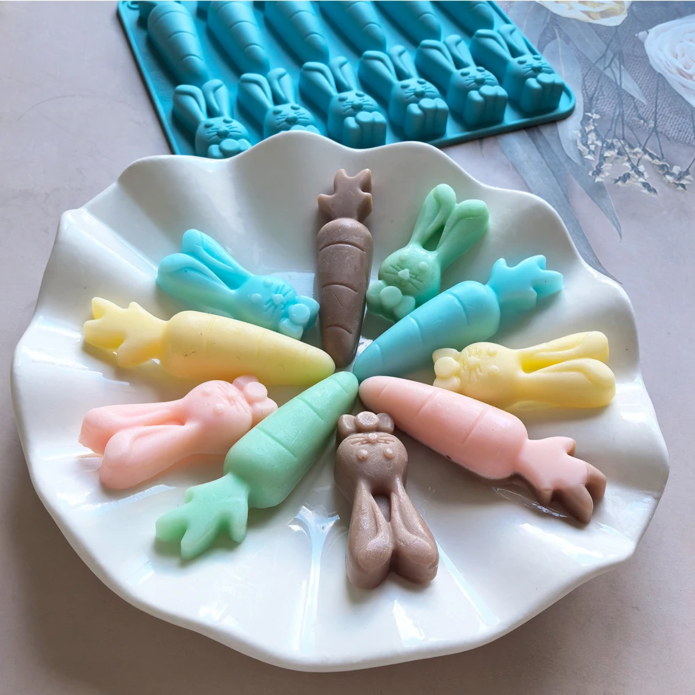 1pc Creative 12-Hole Radish and Rabbit Shaped Silicone Mold for 3D Chocolate, Pudding, ... - SKU RSSM1657 - UGI Packaging
