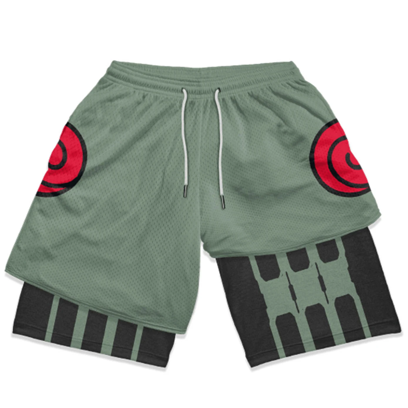 Anime Compression Shorts Sportswear Men GYM 2 In 1 Double Layer Shorts Training Workout Male Fitness Performance Sport Shorts 2