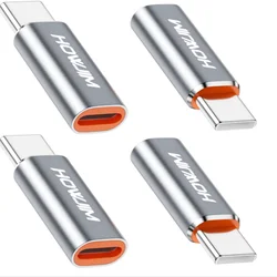 Fast Charging USB - C to Lightning Adapter Pack - 4 Count, 480Mbps Data Transfer, Charger Converter, Note: Not (Silver 4pcs)