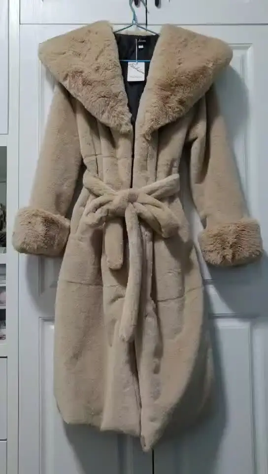 Cappotto Lungo Invernale Donna Con Fodera Effetto Pelliccia | Caldo E Morbido, Nuova Con Etichette