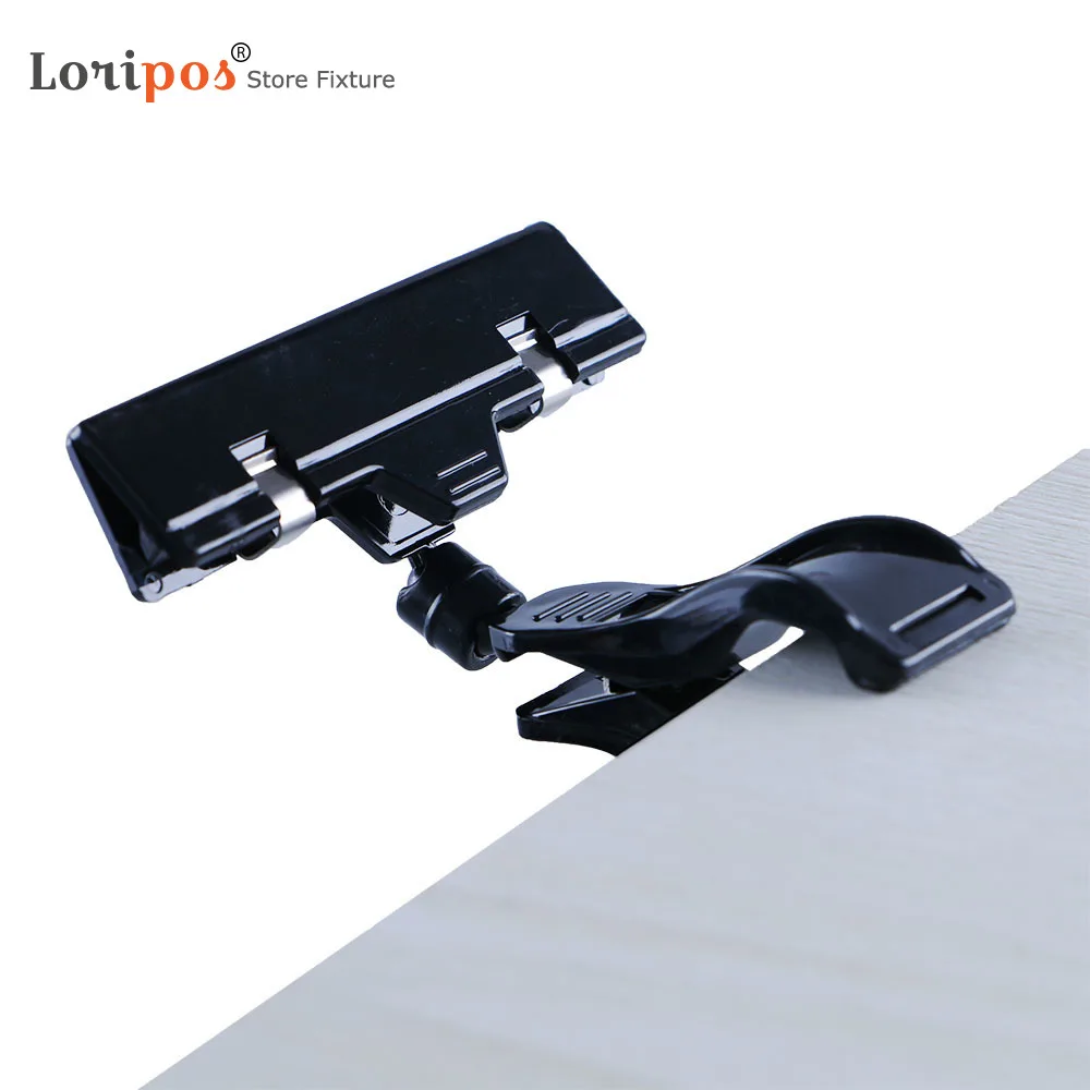 Black Plastic Clip Sign Holders Poster Card Gripper Attached To Cube Or Suspended On Shelf | Loripos 148x210mm borlund tables sign holder plastic table stands menu holder stand product card holder poster sign stand stand frame