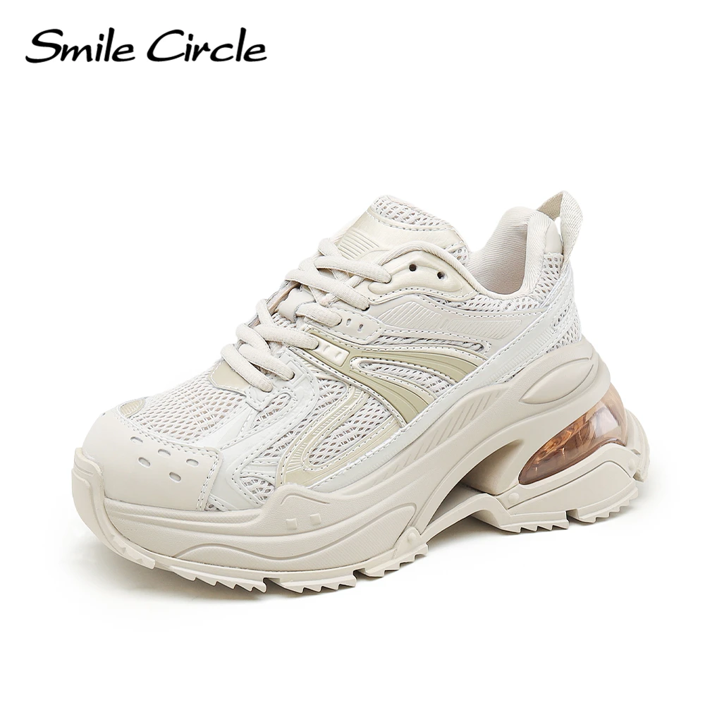 Smile Circle Women Chunky Sneakers Flat Platform Sneakers Stringate Casual Round Toe Sneakers Scarpe Da Donna Scarpe Da Ginnastica