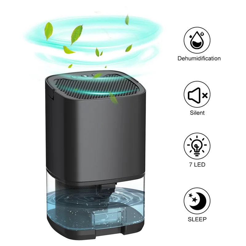 2 In 1 Smart Electric Portable Home Electric Cool Air Dryer Portable 1L Large Capacity Dehumidifier Air Dryer with Colourful LED