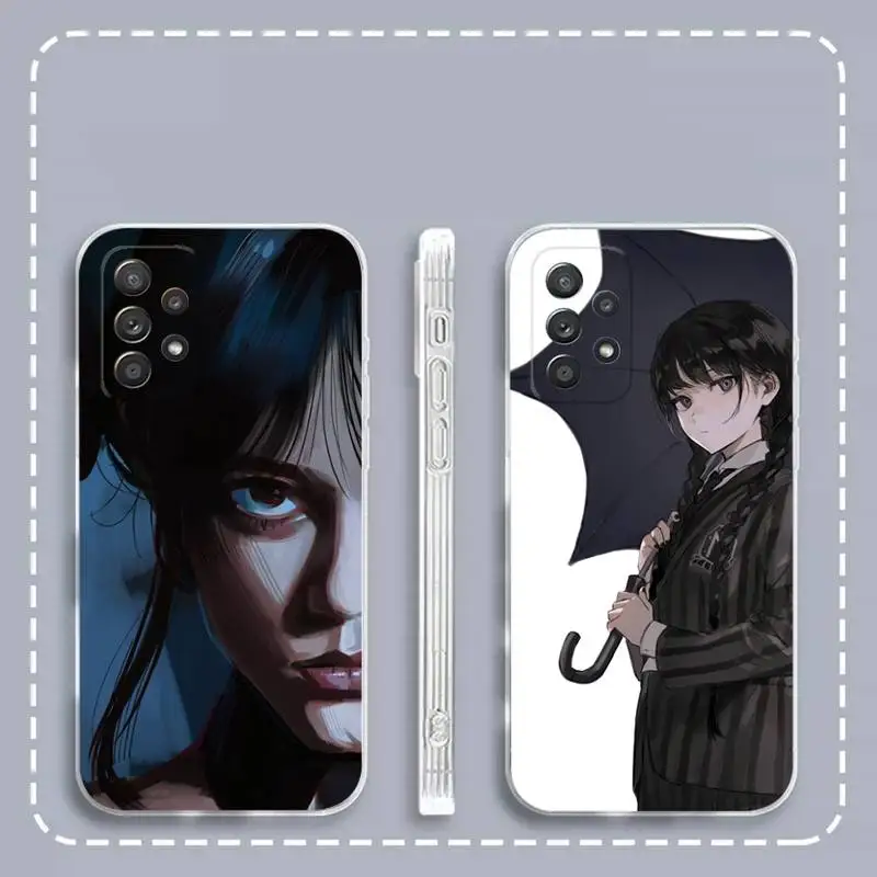 

W-Wenesday A-Addms Girl Phone Case For Samsung Galaxy S 23 22 21 20 10 9 8 7 6 Plus Ultra 5G Edge lite Transparent Soft Cover