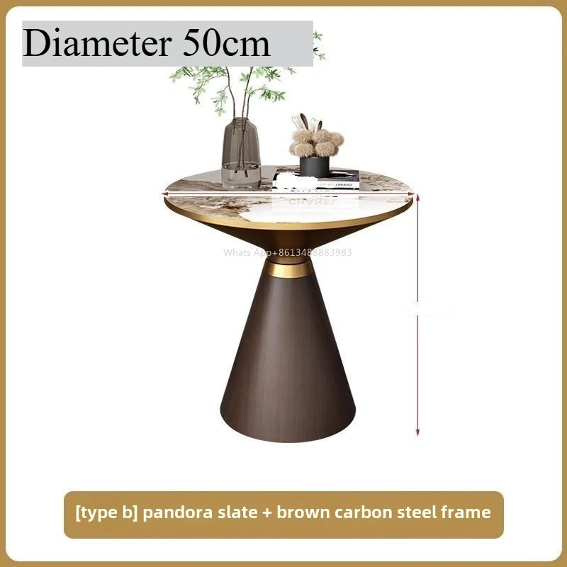 طاولة قهوة دائرية فاخرة بسطح أردواز ومعدن ذهبي-أسو...