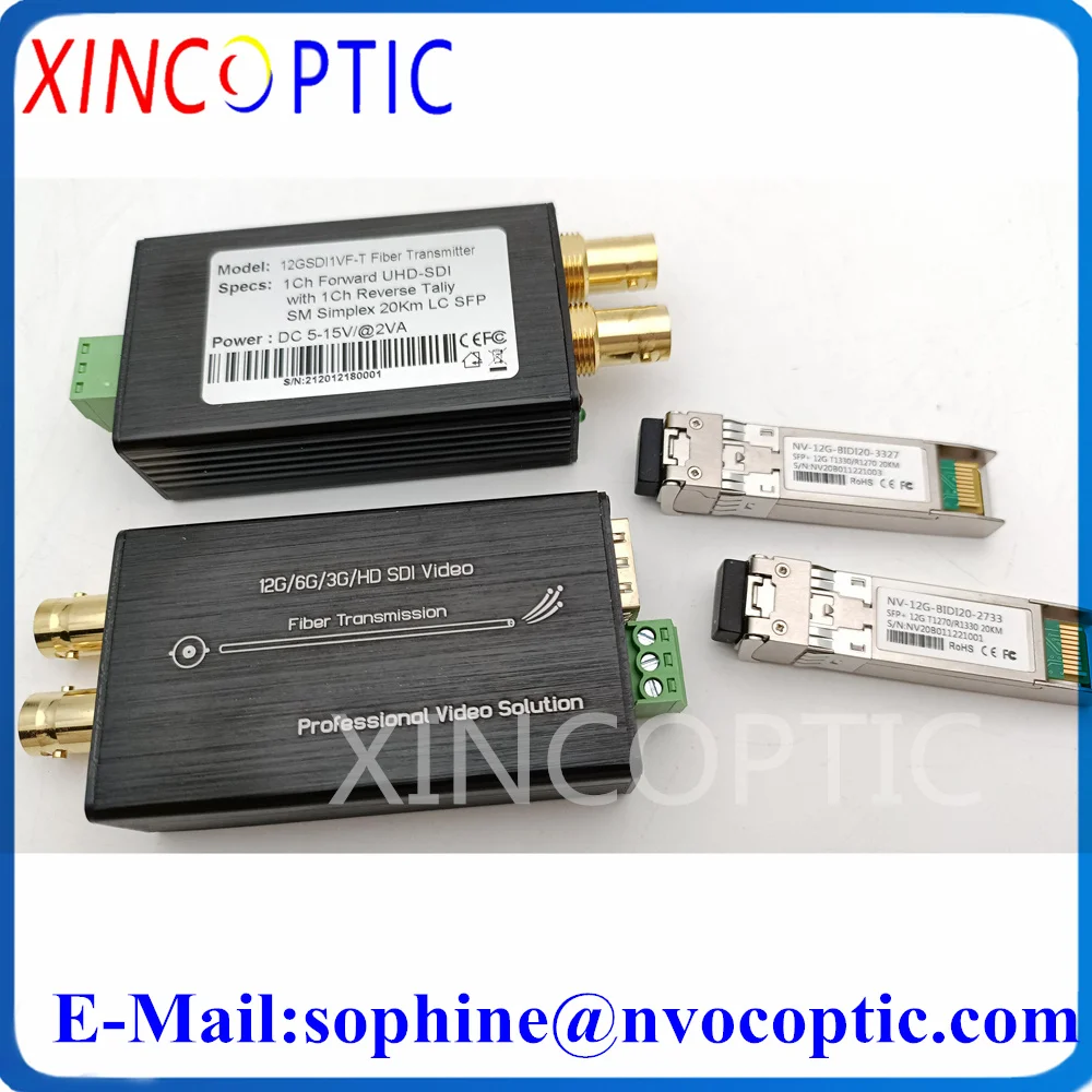 

1Ch Forward Mini 12G-SDI to Fiber Converter with Reverse RS485 and Loopout,SMF,Simplex 20KM LC Connector Optical Transceiver