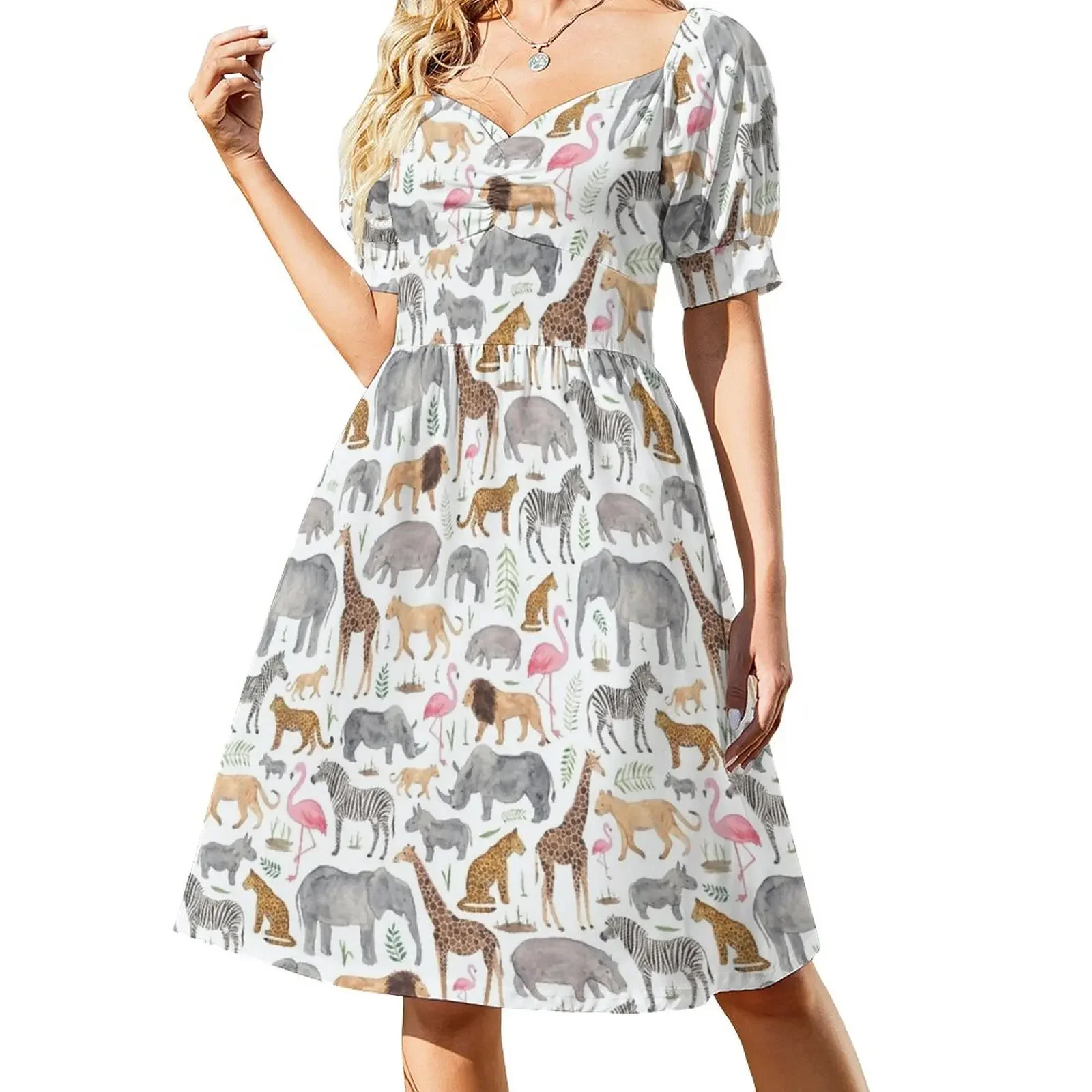 

Safari Animals Sleeveless Dress Summer skirt prom clothes