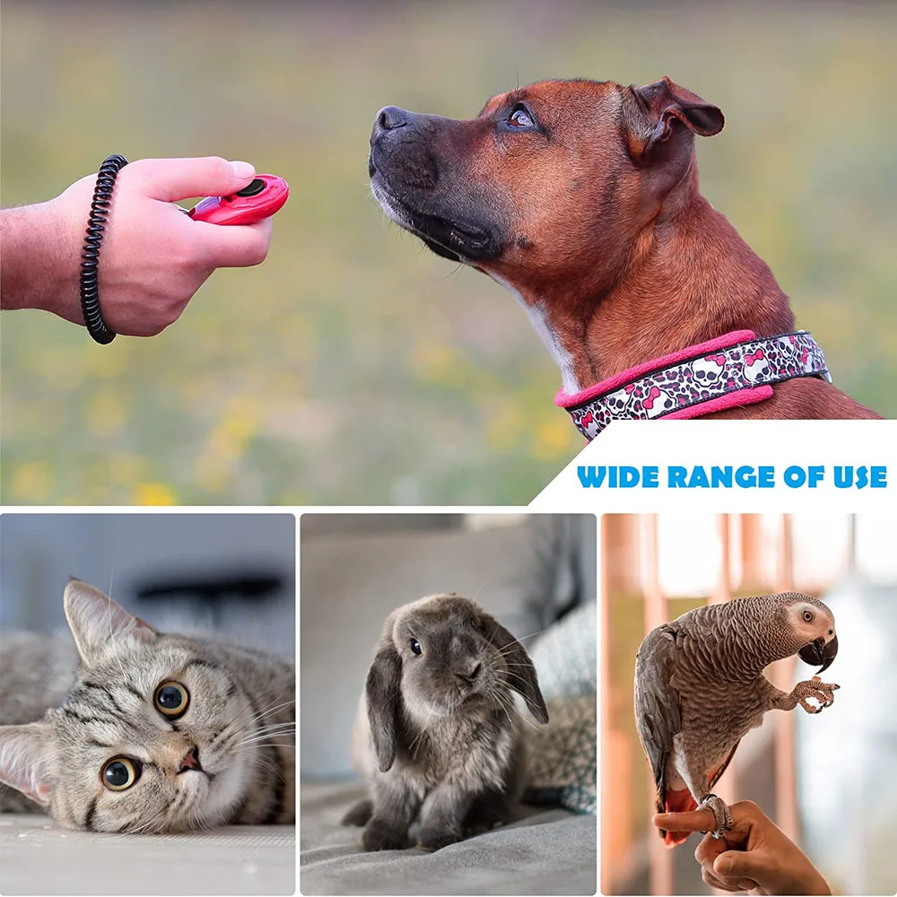 Dog Training Clicker 2/Pack with Adjustable Wrist Strap for Cats Puppy Birds Horses