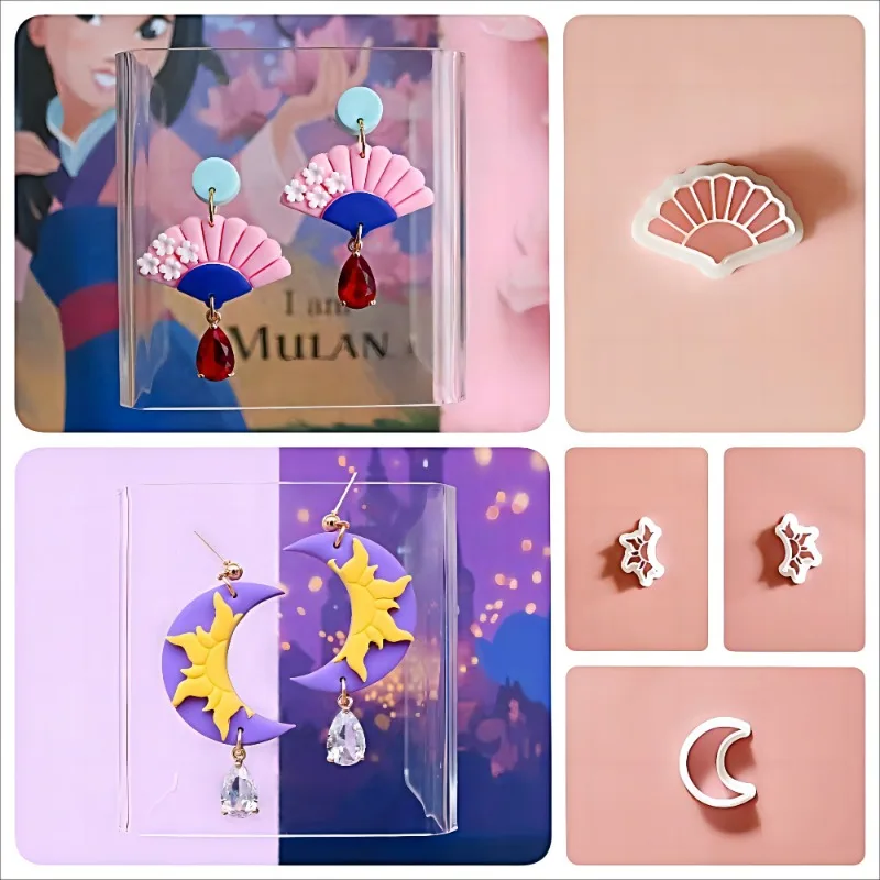 Polymer Clay Cutter Soft Pottery Fan/sun/moon Shape for DIY Earrings Pendant Making