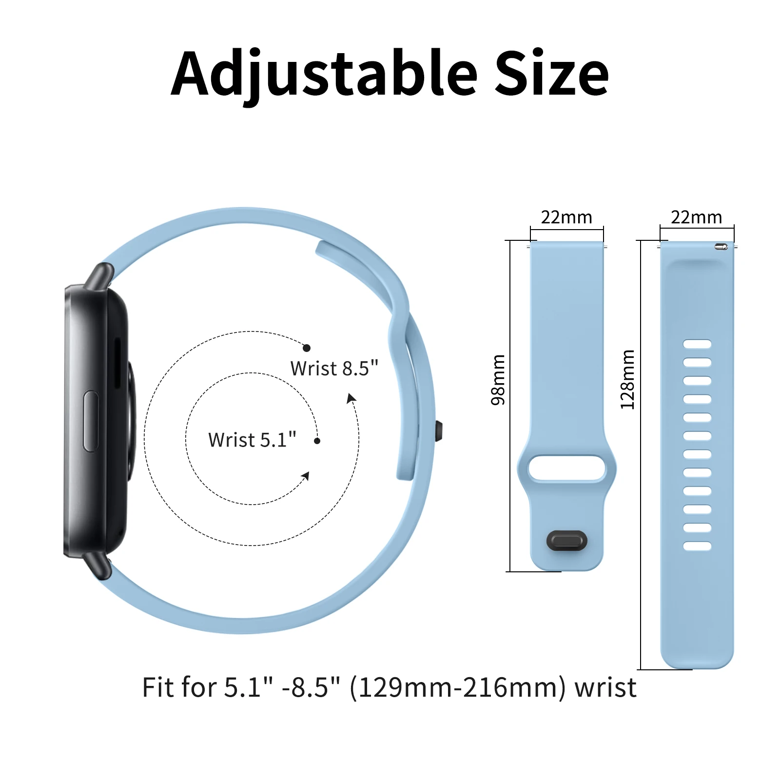 Sport Replacement Wristband, 22mm Band