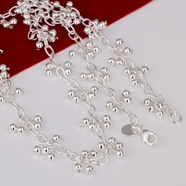 925 Sterling Silver beads chains necklaces women luxury designer jewelry fashion party wedding accessories gifts pendant necklace,silver necklace,silver necklace charms