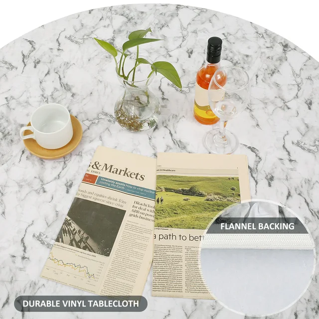 Nappe ronde en PVC imperméable à l'huile, à bords élastiques, pour fête de mariage, décoration de maison, housse de Protection pour Table de cuisine 4