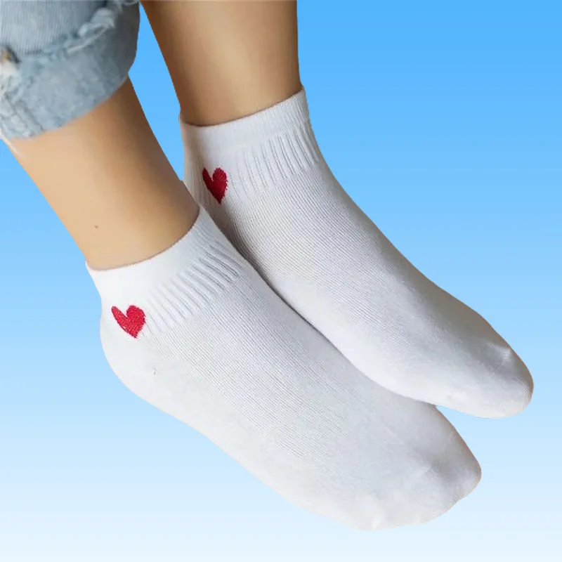 5 Pairs Black White Ankle Socks Women Spring Summer Low Tube Cotton Boat Socks Cute 