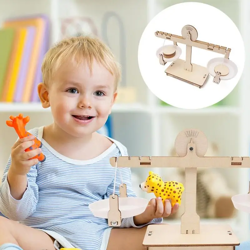 1Set DIY Montessori Educational Wooden Balancing Scale Game Science Experiment Toys for Children Kids Learn Add Subtract Model 10pcs painted car model building train layout scale ho 1 100 cb100 3 model building toy kits for kid children