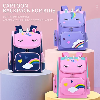 Zaino per bambine con unicorno, zaino per libri per bambini, zaino scolastico con occhi arcobaleno, zaino per ragazze adolescenti per viaggi, zaino impermeabile.