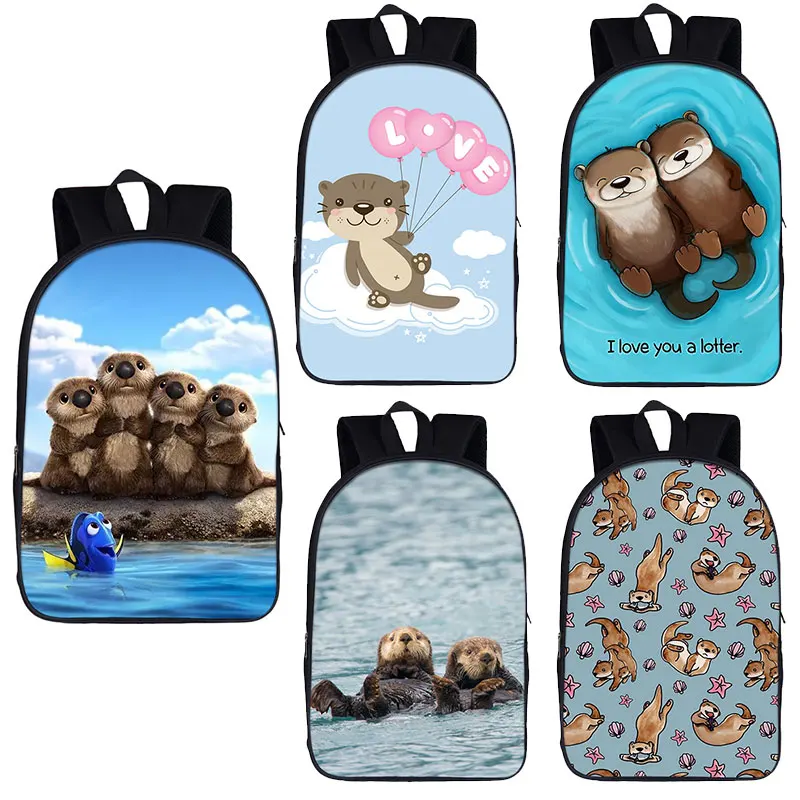 

Kawaii Sea Otters Print Backpack for Teenage Girls Boys Fashion Schoolbags Women Men Laptop Backpack Daypack Kids Gift Bookbags