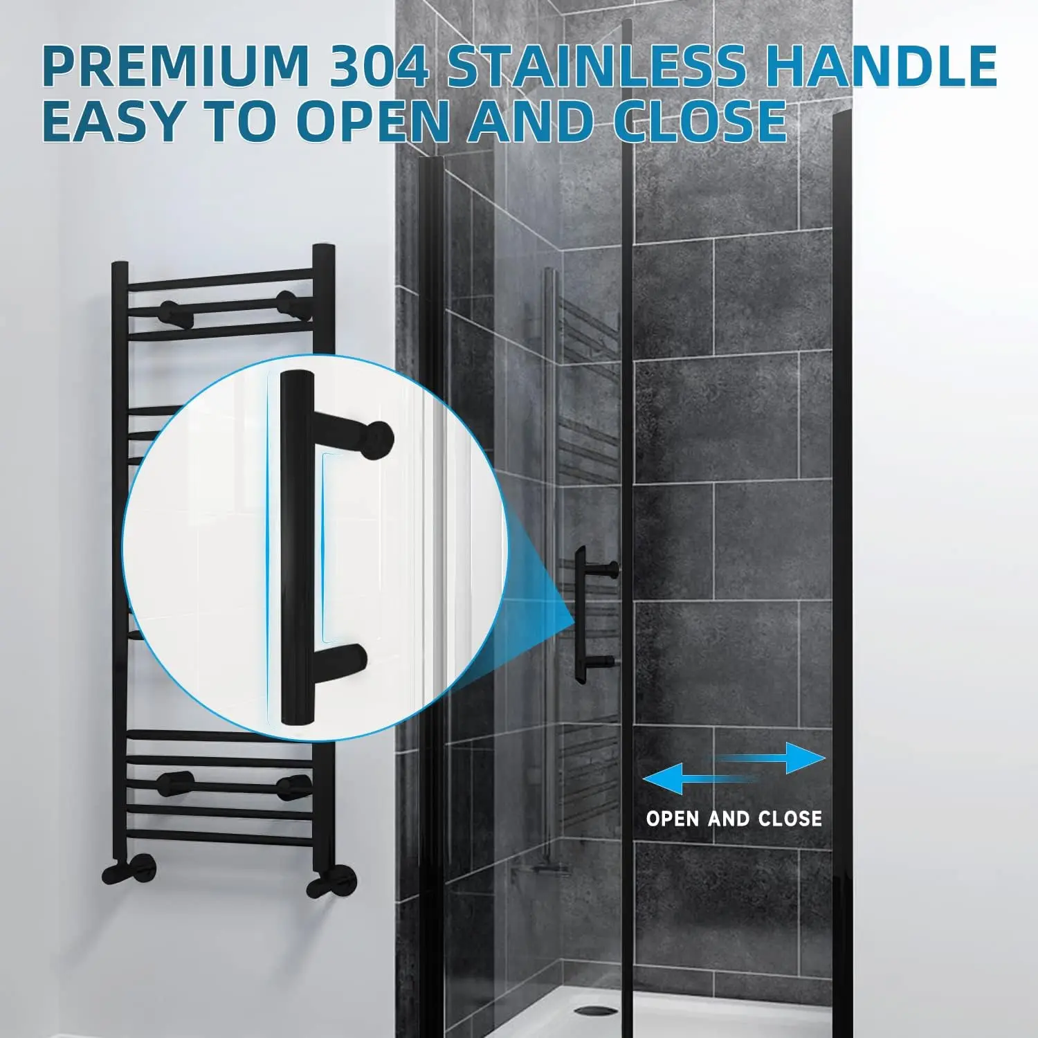 Adjustable Frameless Pivot Shower Door Matte Black Hardware Finish Certified Clear Tempered Glass Shower Enclosure