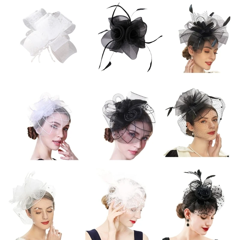 

Tea Party Fascinator Flower Fascinator Women Fascinator Headband With Veil