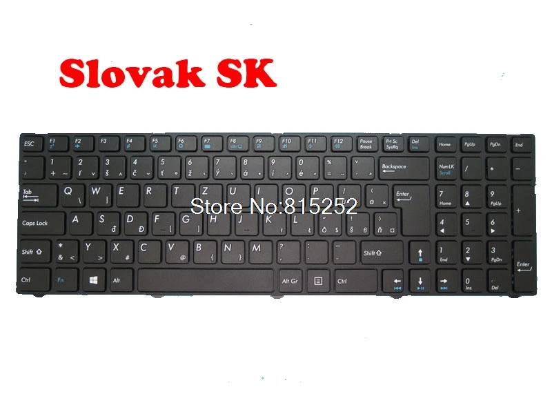 

Клавиатура для ноутбука Pegatron E15K, E15S, V150062NK1, SK 0KN0-CNCSK11, 0KN0-CNCWB11, черная с черной рамкой, словенская, SL/Словацкая, SK