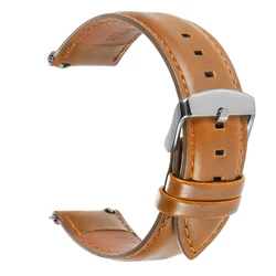 Elegant Vintage - Style Quick Release Watch Strap - Unisex Smartwatch Band Accessory - 22mm (Light Brown - Silver)