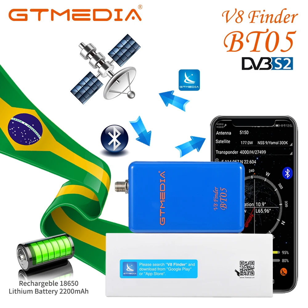 Satellite Signal Finder GTMEDIA Satellite Finder V8 Sat Finder BT05 BT03 For Android Los Satfinder TV 1080p Bluetooth