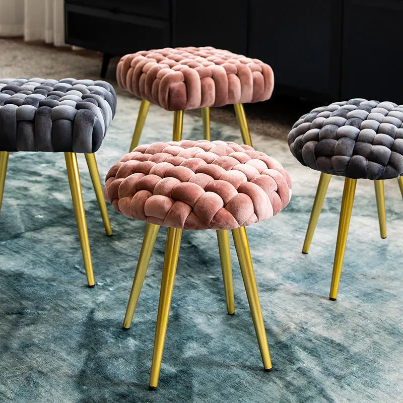 

Stylish Creative Woven Stool Bedroom Fabric Dresser Chair Moder Minimalist Dressing Stools Ottoman