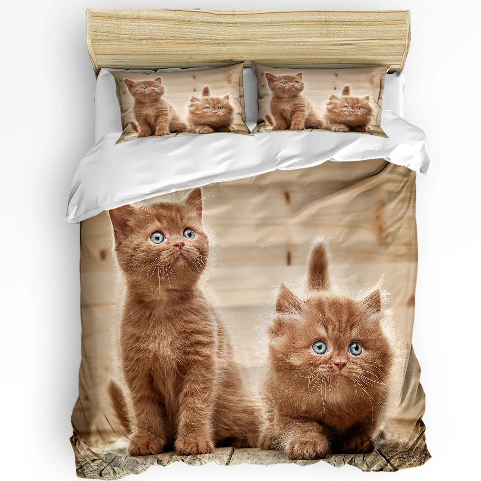 

Cute Pets Cat 3pcs Duvet Cover Set with Pillow Case Double Comforter Bedding Set Quilt Cover Couple Bed