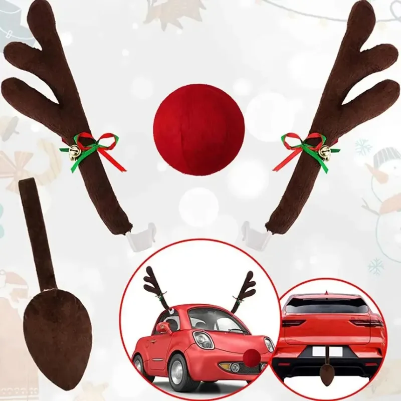 Christmas Car Decoration Set Reindeer Antler Kit