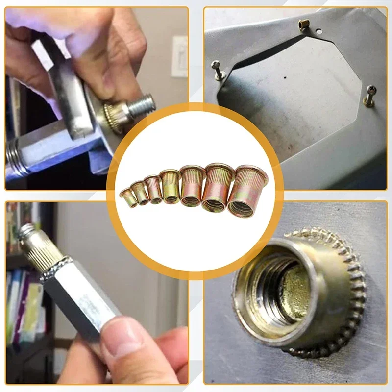 200/50pcs Rivet Nut Stainless Steel / Carbon Flat Head Nuts Set M3 M4 M5 M6 Threaded Insert Rivnut Cap Riveted