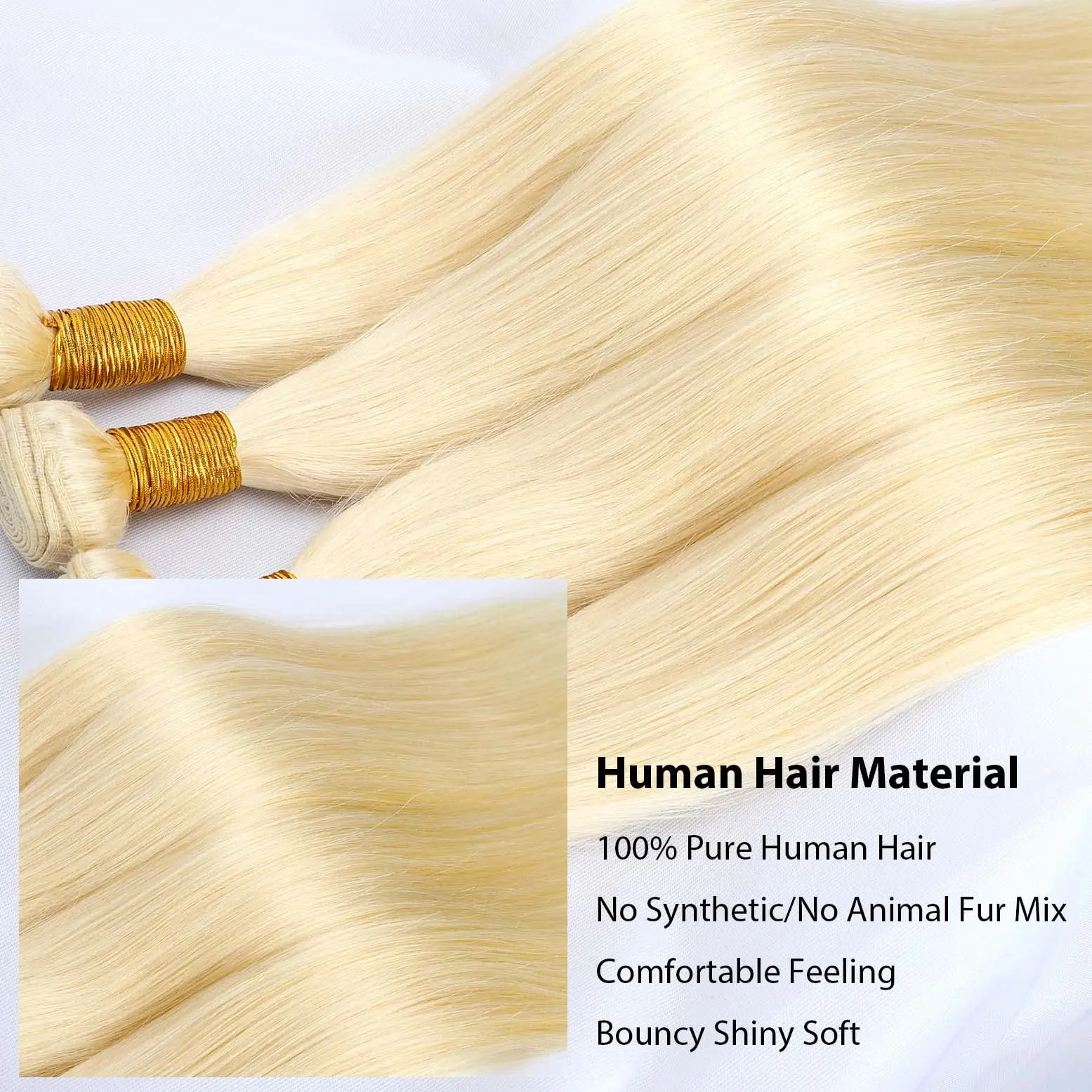 613 Honey Blonde Bundles Human Hair Straight Human Hair Extension Bundles Brazilian Remy 3 14-30 inch