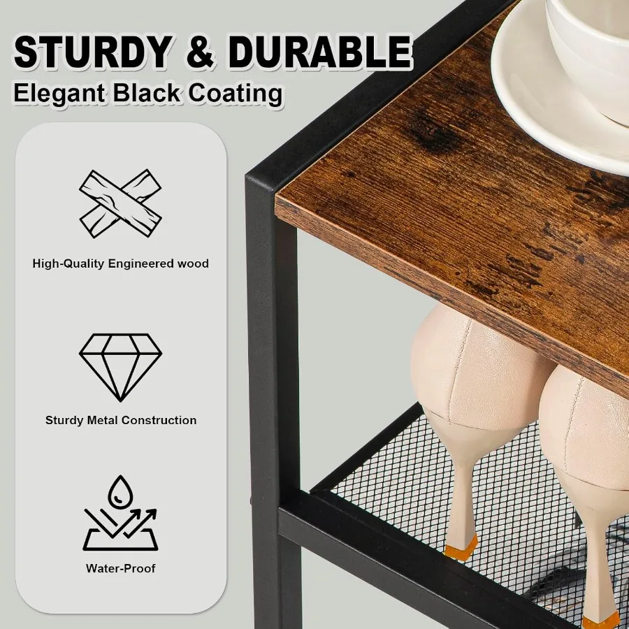 Metal 5 Tier Shoe Rack for Front Door Entrance Entryway and Closet Shoe Organizer with 4 Sturdy Metal Mesh Shelves and Wooden T