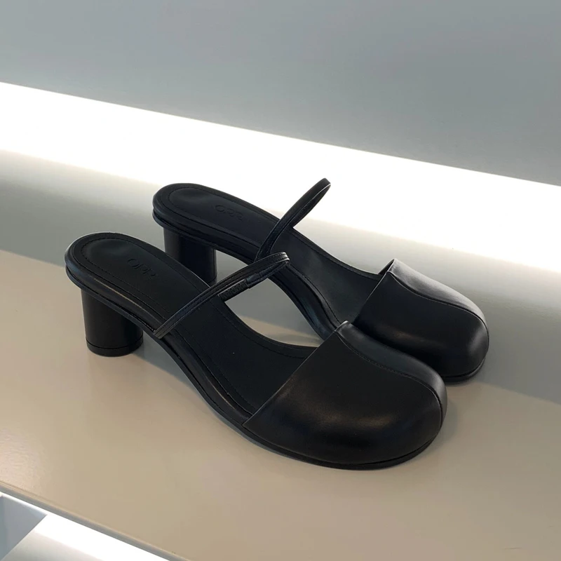 Summer Cover Toe Women Mules Slippers Elegant Slip On Singbacks Slides Ladies Outdoor Street Style Sandalias