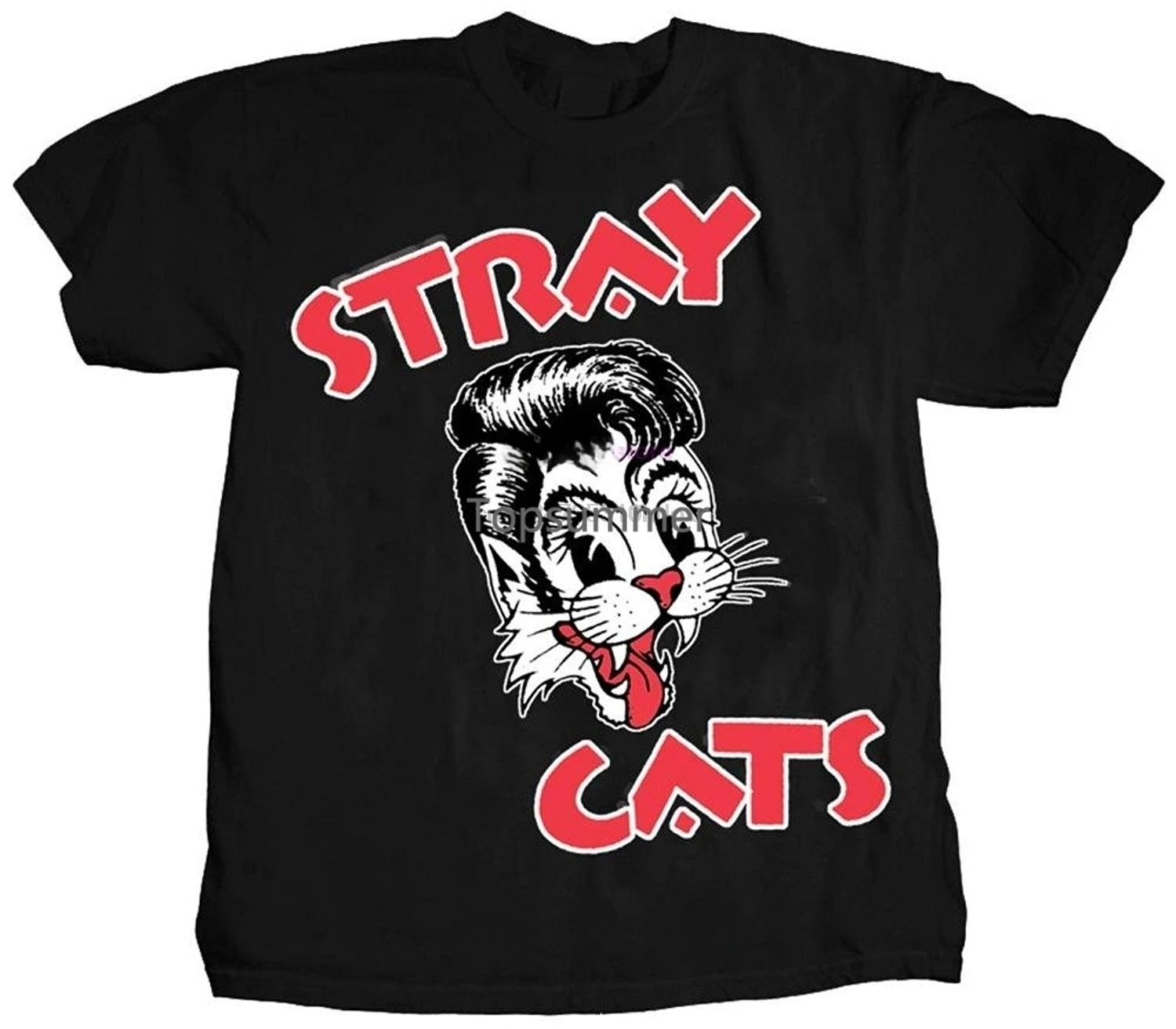 

Funny T Shirts Stray Cats Rock Band Men Funny T-Shirts Black