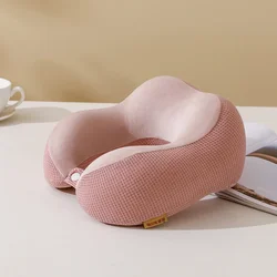 Ergonomic Memory Foam U-Shaped Travel and Relaxation Pillow - 30x25x13cm (Pink)