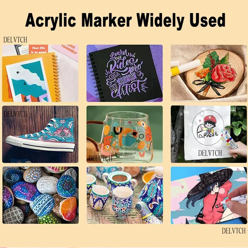 12-60 أفضل الألوان الاكريليك قلم تحديد الطلاء الكت...