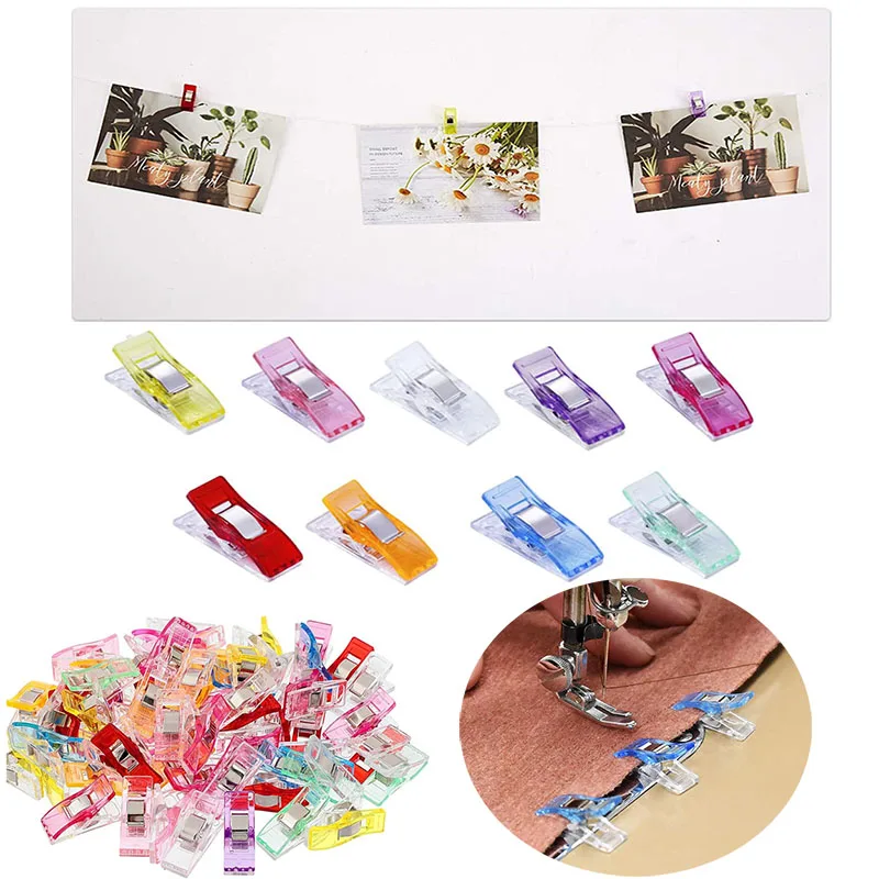 

50PCS Piece Multi-purpose Sewing Clip Color Storage Positioning Patchwork DIY Plastic Hand Crochet Knitted Clothing Sewing Tool