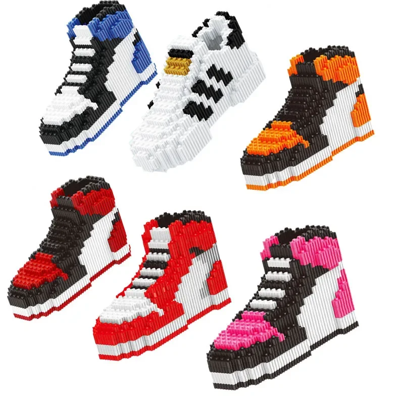 Schuhe Verbindung Bausteine Linkgo Schuh Puzzle DIY Zusammengebaute Diamant Mini Ziegel Figur Spielzeug für Kind Geburtstag Geschenk