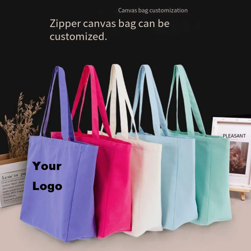 Reversible Cotton Canvas Blank Tote Bags Custom Shopping Bags Logo Printed  - AliExpress