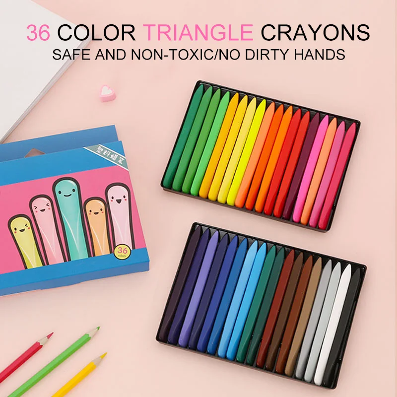 6/12 Color Triangle Crayon Safety Art Painting Colored Pencil Not Dirty Hands Crayon Student School Supplies Children's Toy Gift 6
