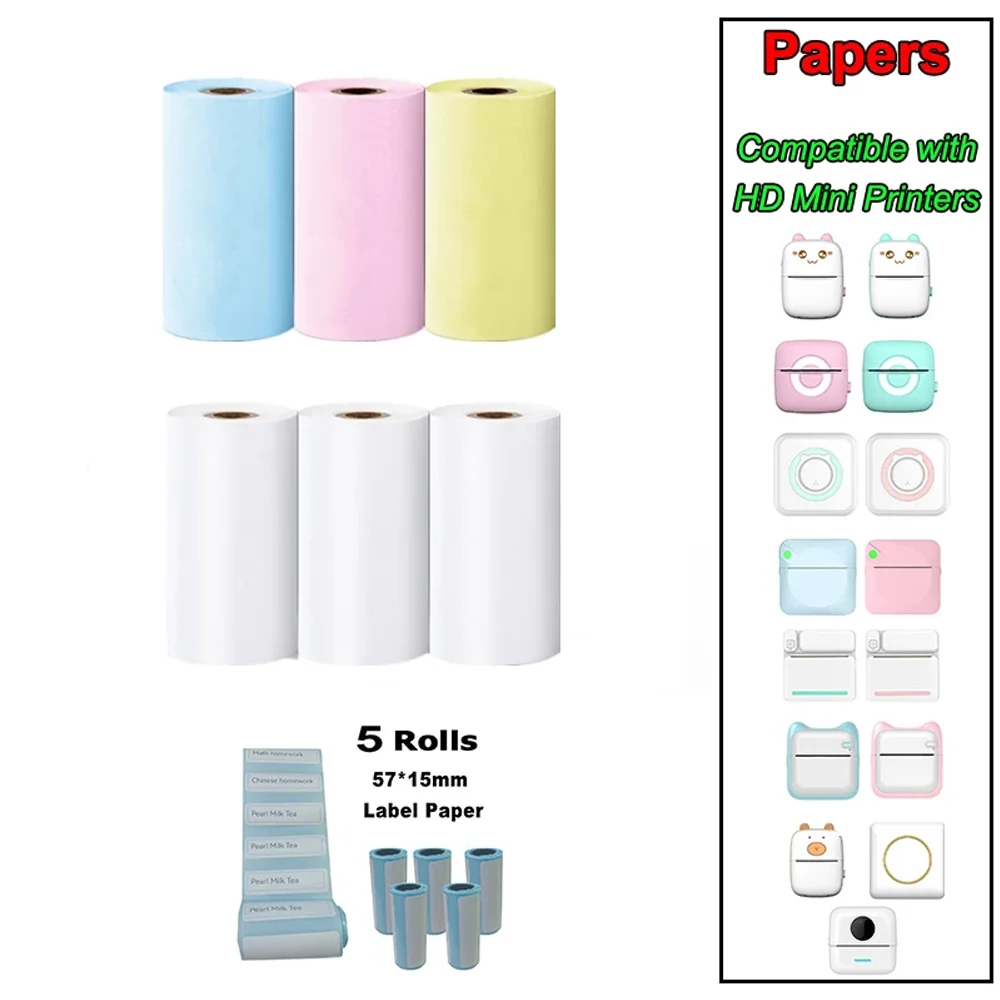 Description Picture 2 of itemHD Mini Portable Printer Thermal Paper Universal 57mm Self-adhesive Paper Label Sticker For Phone Printing Picture Photo