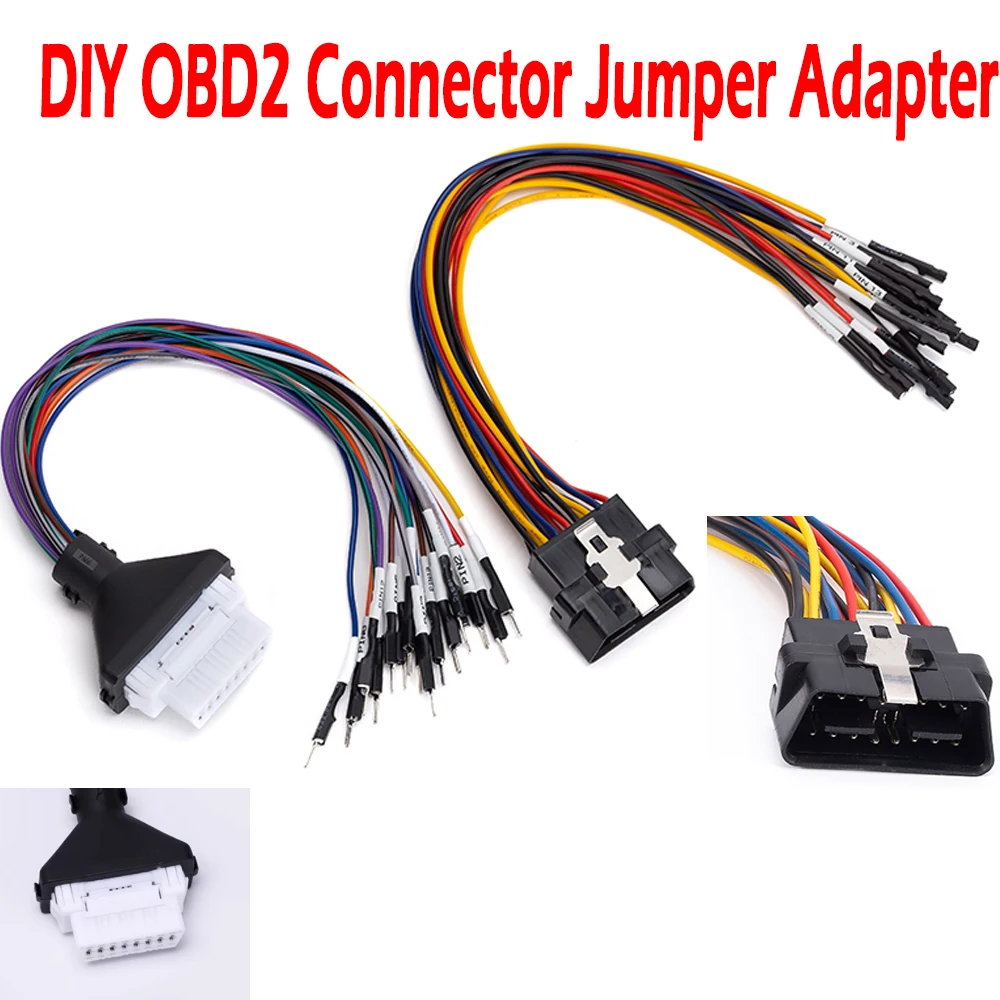 DIY OBD2 Connector Jumper Adapter Female Car OBD2 Male 16Pin Welding free Terminal Male OBD 4Pin Can Line 1