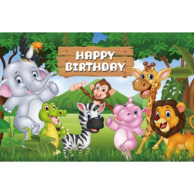 Safari 1st Birthday Backdrop Jungle Tropical Forest Wild One Animal Party Photography Newborn Baby Shower Photo Background Props NWH14590