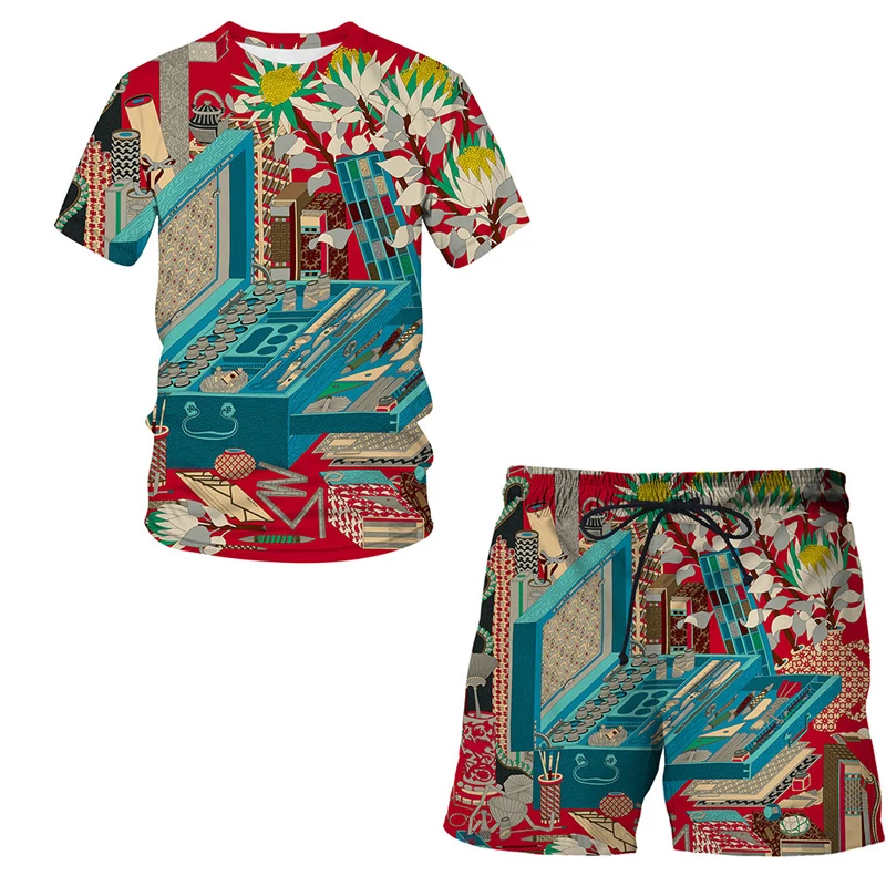 

Abstract pattern Summer 3D Printed Men's T-shirt Shorts Set Men's Sportswear Tracksuit O Neck Short Sleeve Men's Clothing Suit