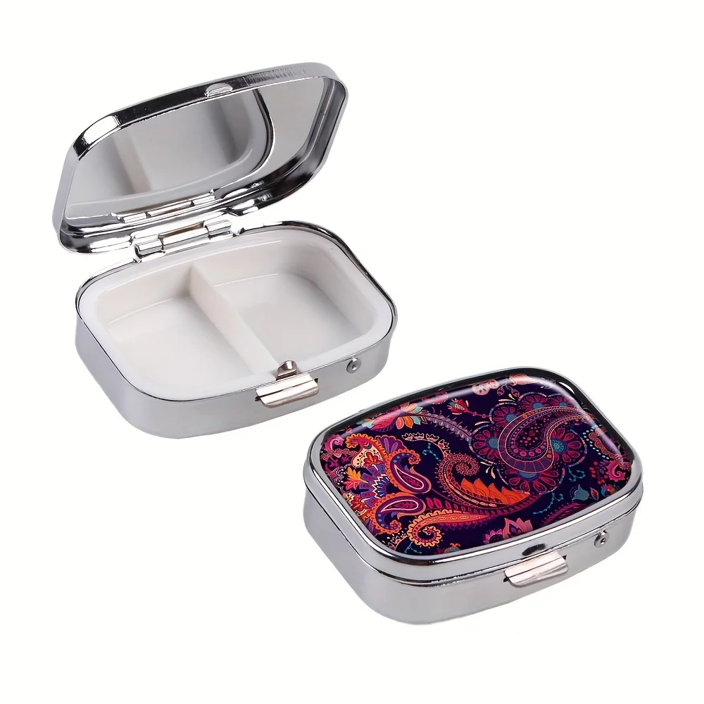 Safflower Pattern Medicine Box Medicine Box, Rectangular Decorative Medicine Box, Vitamin Pill Storage Box, for Pocket Wallet 5