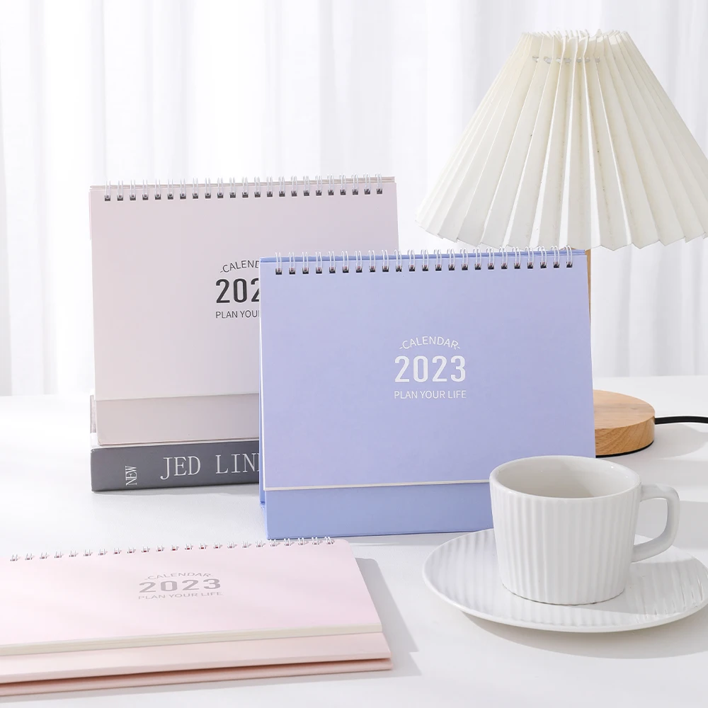 1 Pc 2023 Simple Solid Color Medium Large Students Office Desk Calendar Time Management Planner Desktop