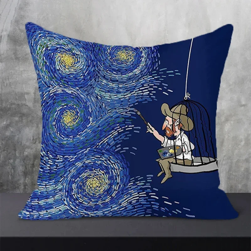 

Furniture Pillow Covers Decorative Sofa Cushions Square Cushion Cover 45*45 Printing Van Gogh Pillowcase Pillows