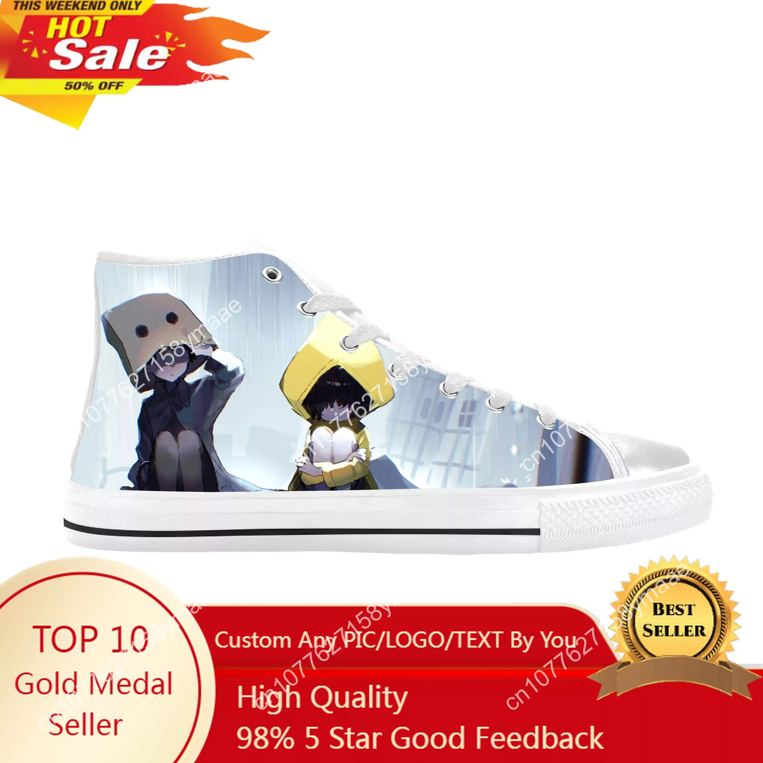 Anime Cartoon Manga Game Little Nightmares Horror Casual Cloth Shoes High Top Comfortable Breathable 3D Print Men Women Sneakers